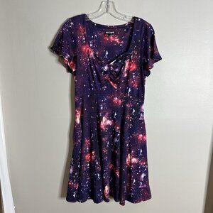 Hot Topic Size Medium A-Line Retro Galaxy Star Dust Dress